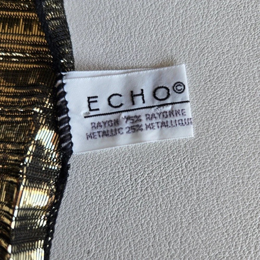 Echo Metallic‎ Gold Black Sheer Scarf Wrap Shimmer Y2K Glam Disco